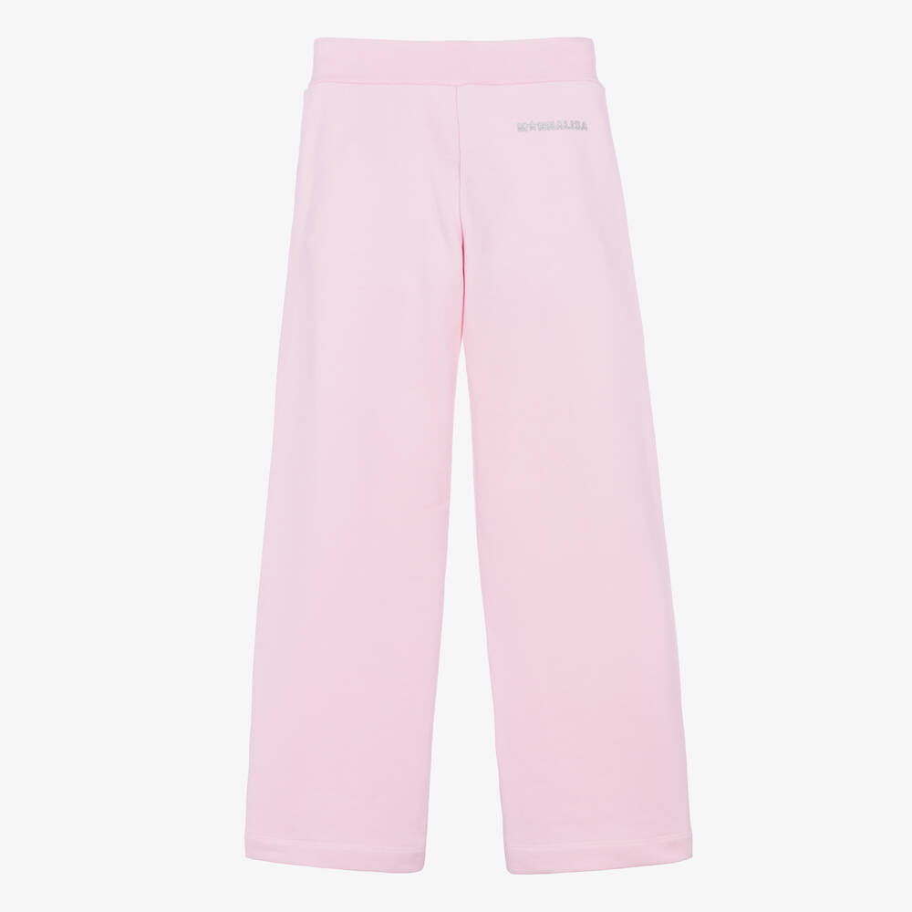 Monnalisa-Teen Girls Pink Studded Cotton Joggers | Childrensalon Outlet