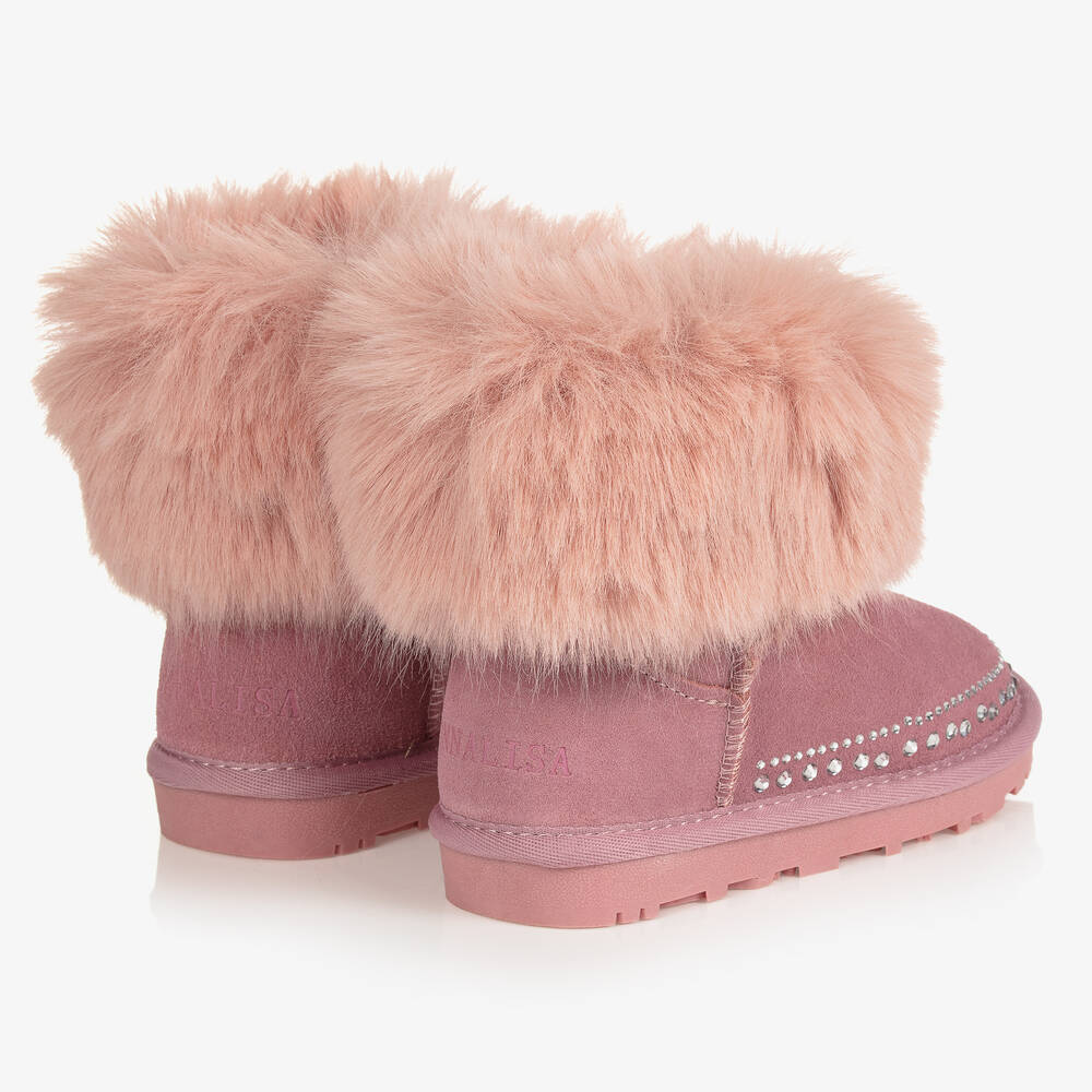 Girls pink suede boots sales