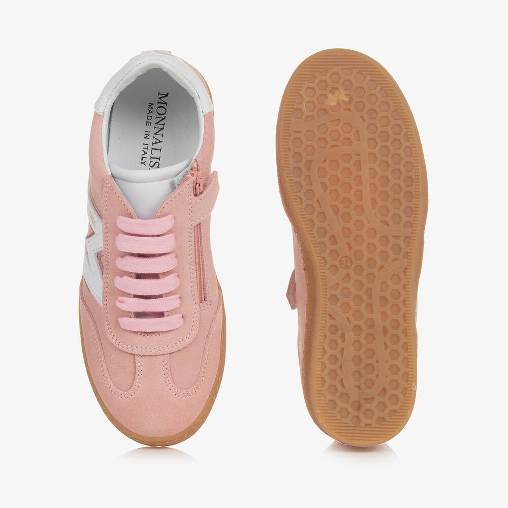 Monnalisa-Teen Girls Pink Suede Leather Trainers | Childrensalon Outlet