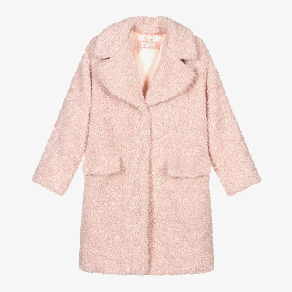 Monnalisa - Teen Girls Pink Teddy Coat | Childrensalon