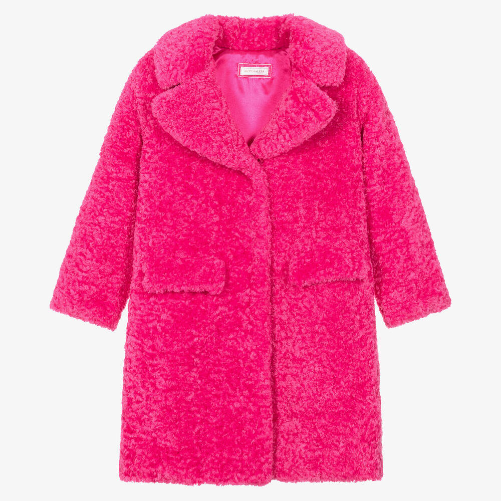 Monnalisa - Pinker Teen Teddyfleece-Mantel | Childrensalon