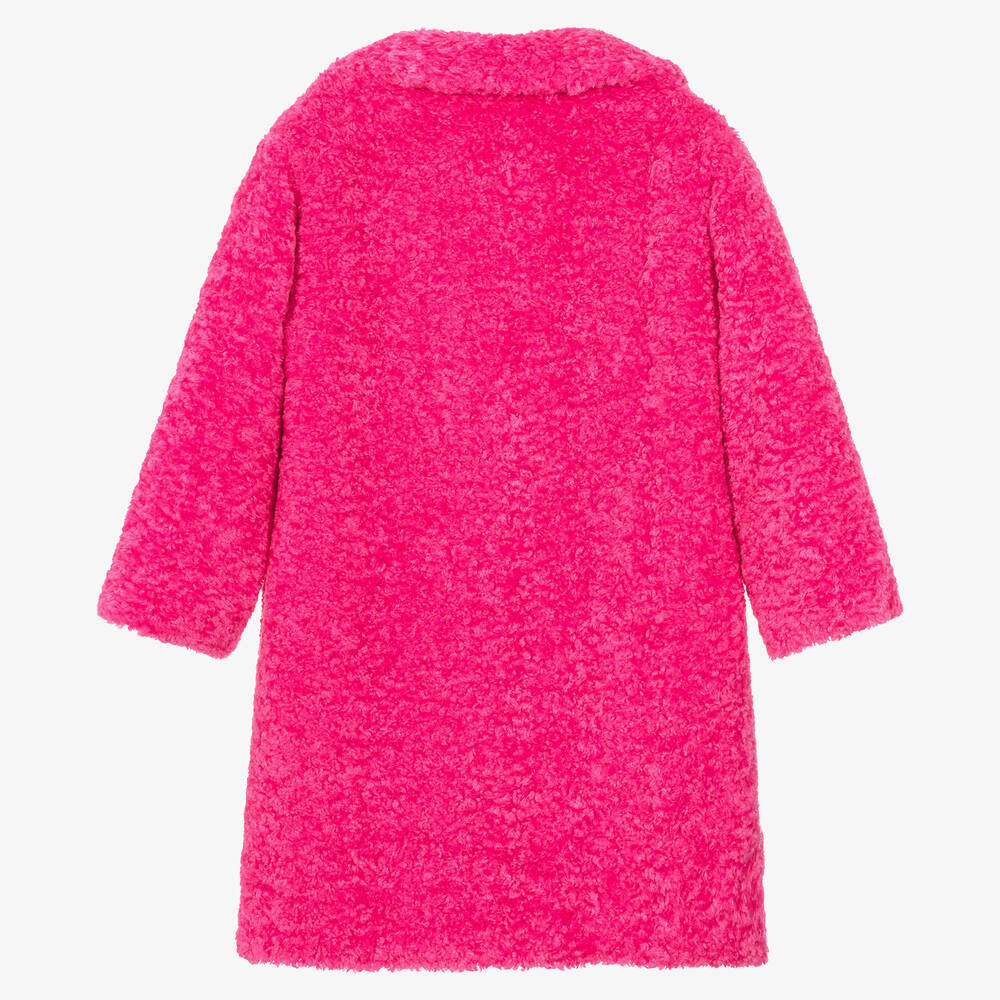Monnalisa Teen Girls Pink Teddy Fleece Coat
