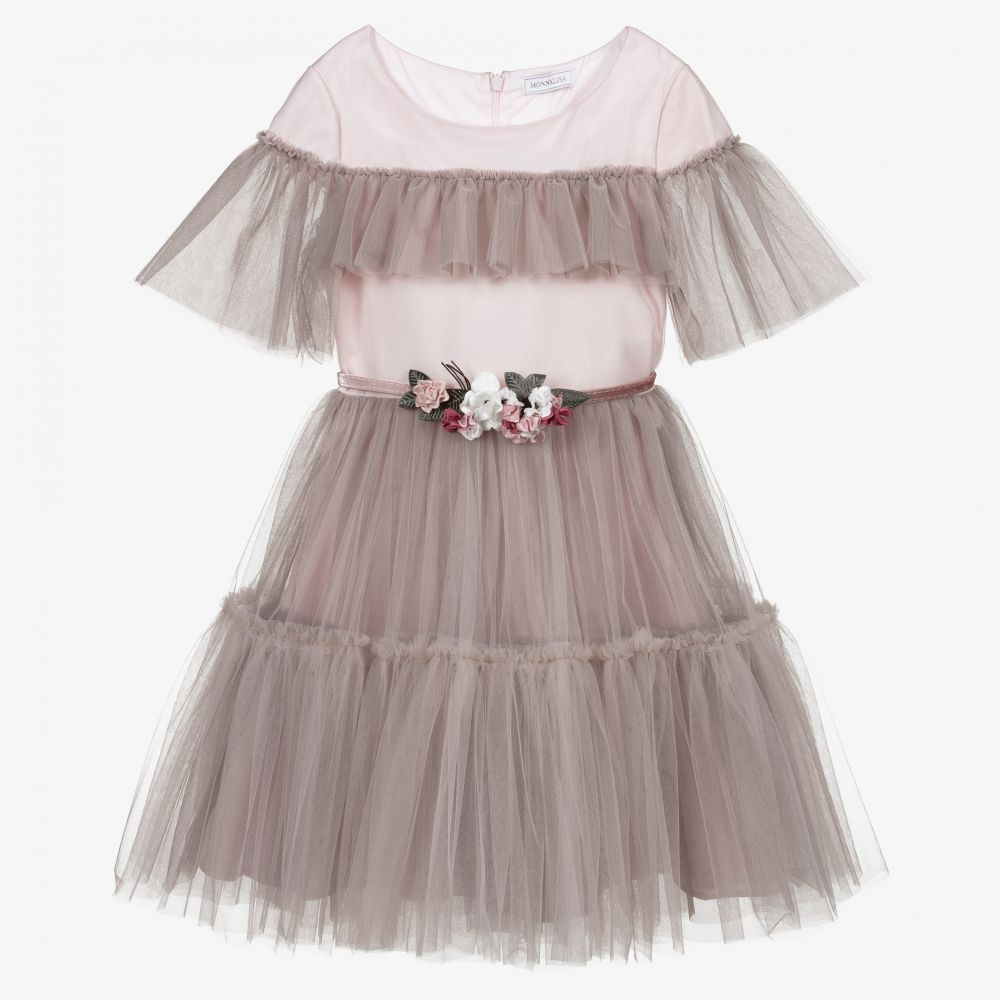 Monnalisa - Розовое платье из тюля для подростков | Childrensalon