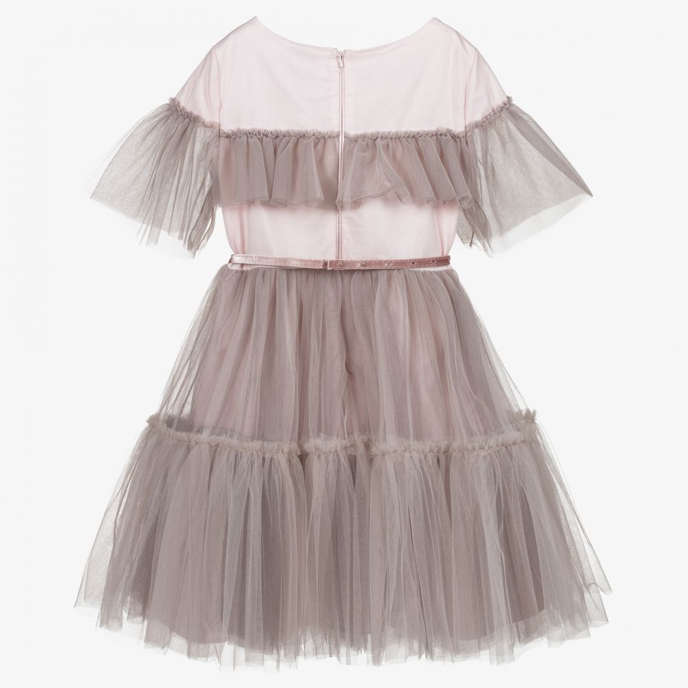 Monnalisa-Розовое платье из тюля для подростков | Childrensalon Outlet
