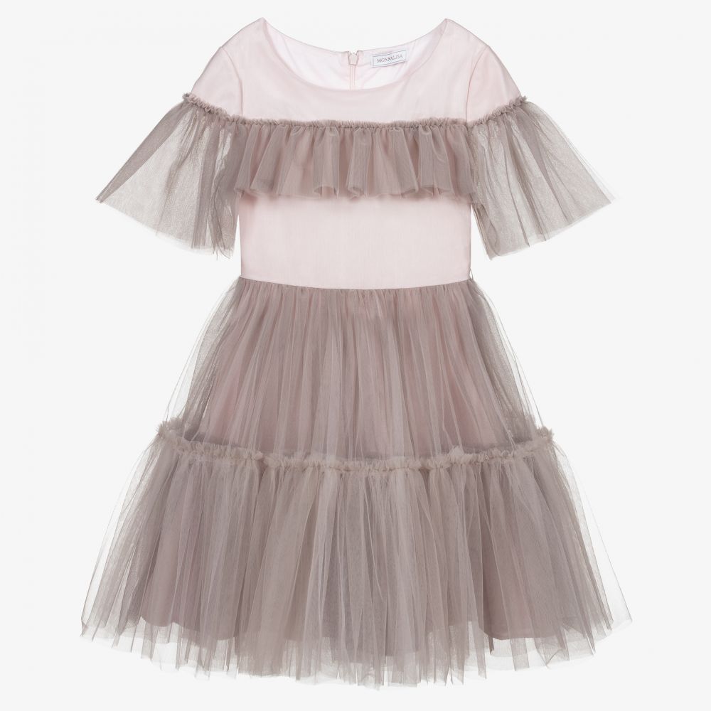 Monnalisa-Розовое платье из тюля для подростков | Childrensalon Outlet