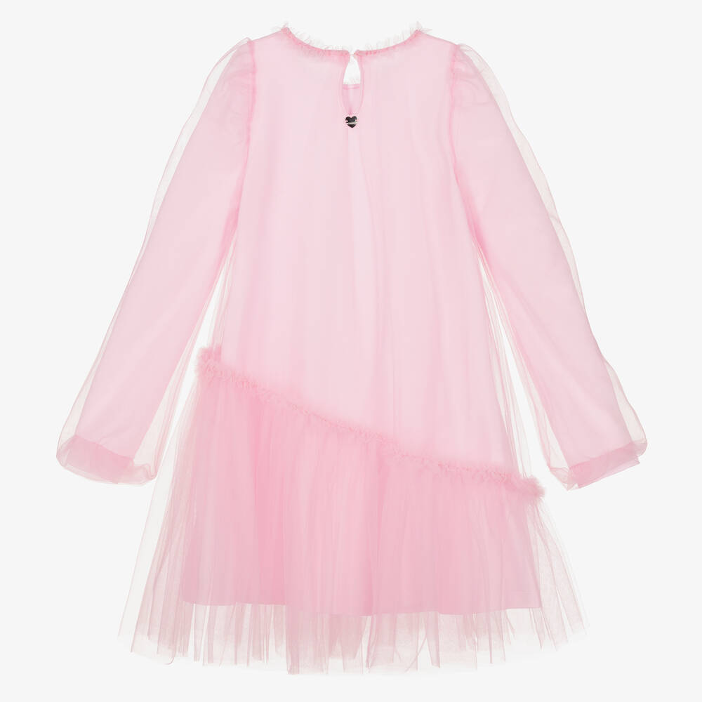 Monnalisa-Teen Girls Pink Tulle & Jersey Dress | Childrensalon Outlet