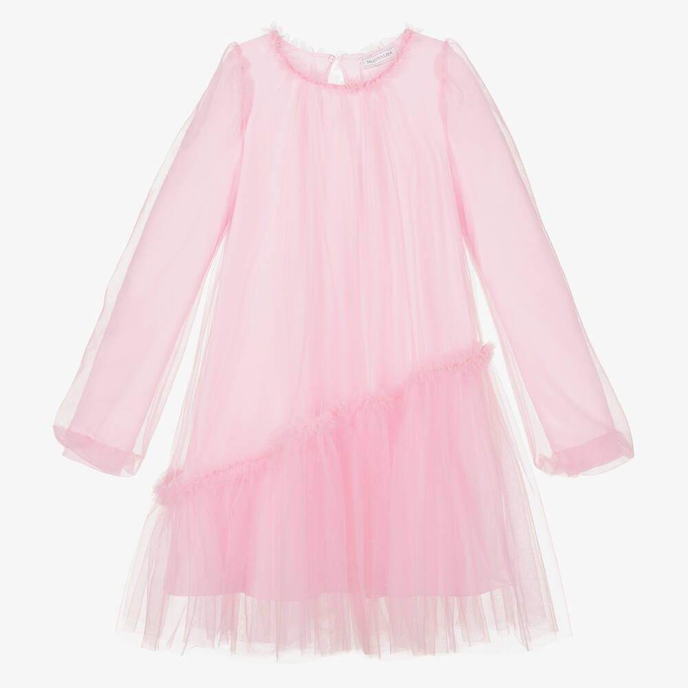 Monnalisa - Teen Girls Pink Tulle & Jersey Dress | Childrensalon