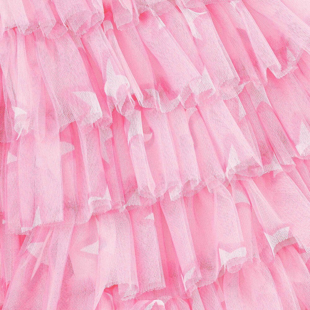 Monnalisa-فستان تول لون زهري مزين بكشكش للمراهقات | Childrensalon Outlet