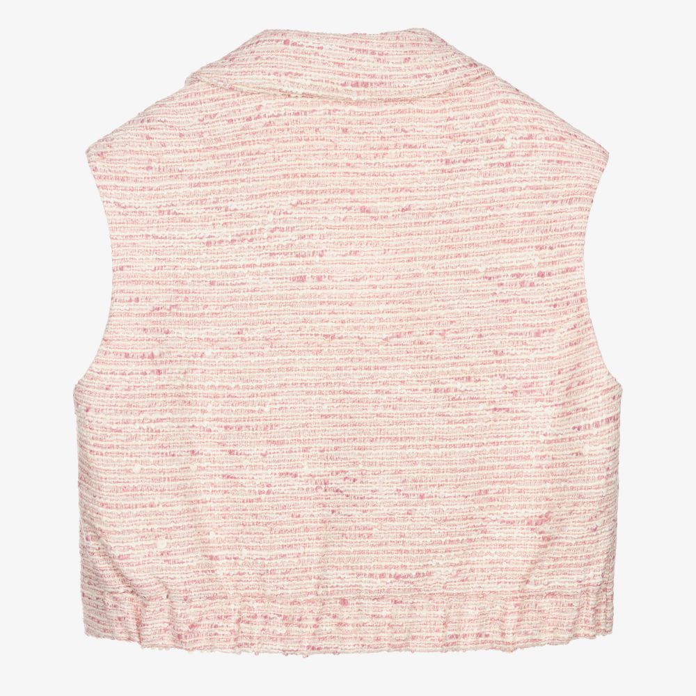 Monnalisa-Розовый твидовый жилет для подростков | Childrensalon Outlet