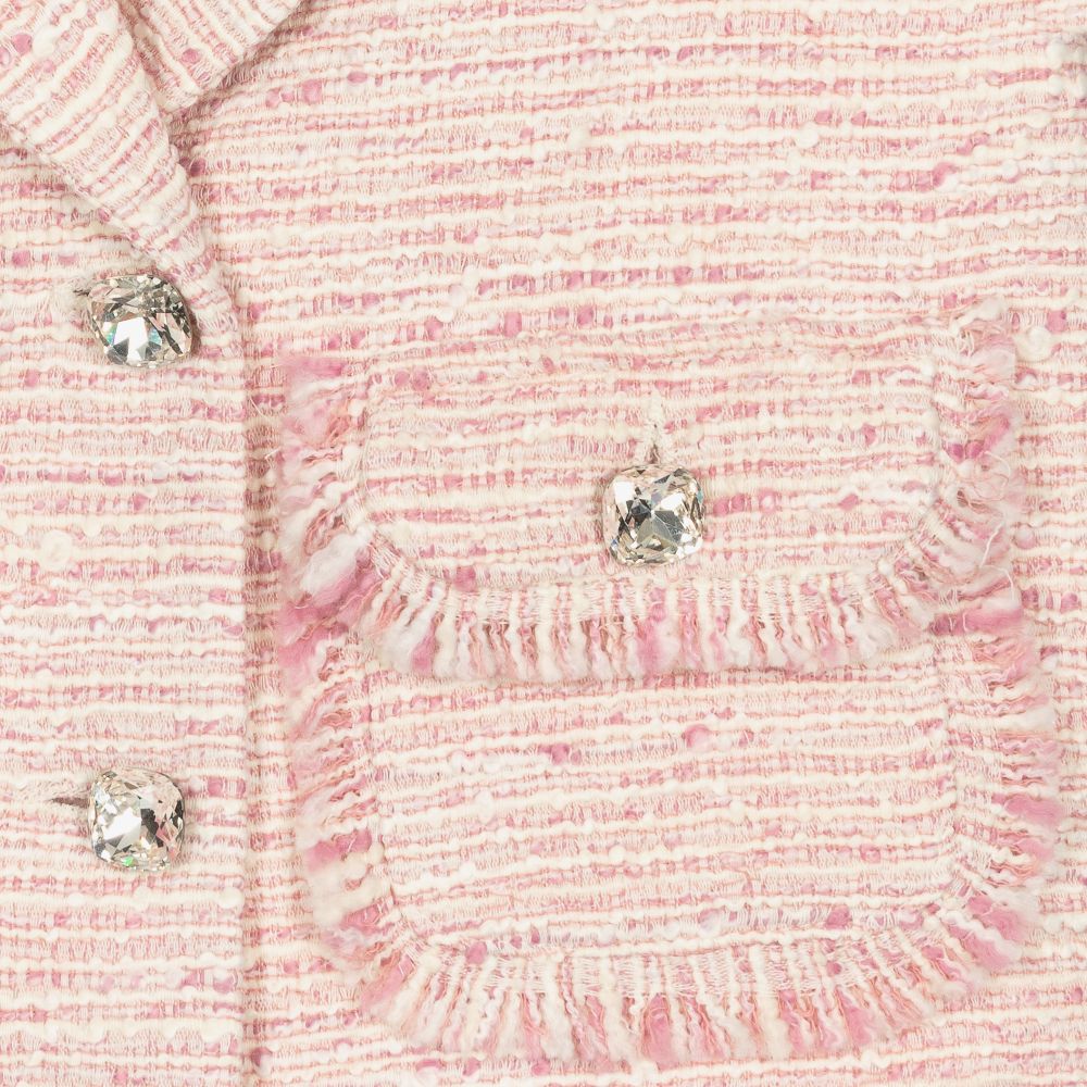 Monnalisa-Розовый твидовый жилет для подростков | Childrensalon Outlet