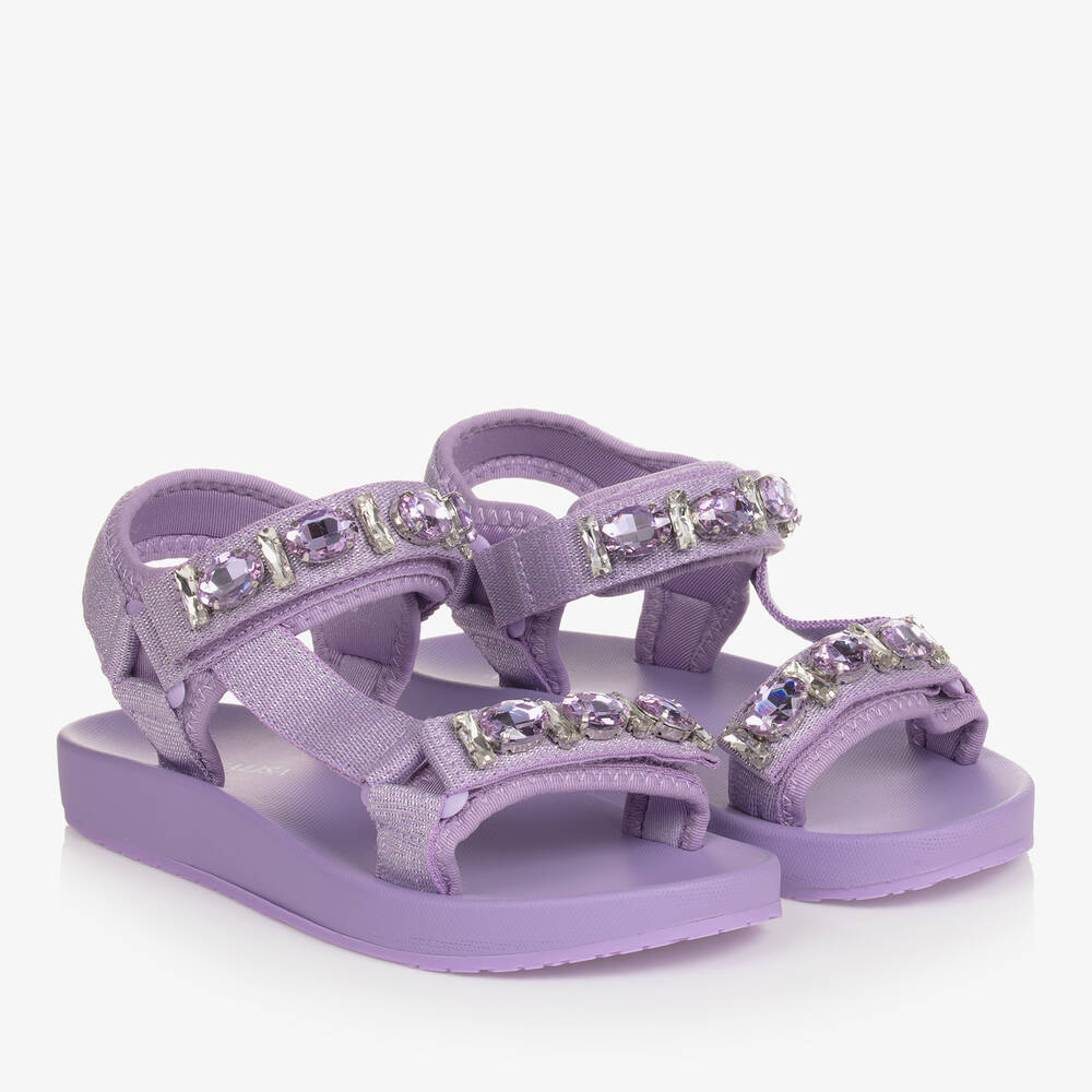 Monnalisa-Teen Girls Purple Jewelled Sandals | Childrensalon Outlet