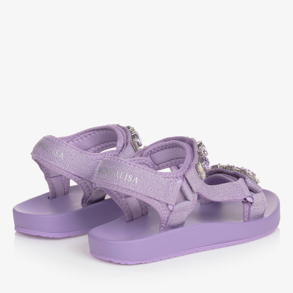 Monnalisa-صندل بشريط لاصق قماش لون أرجواني للمراهقات | Childrensalon Outlet