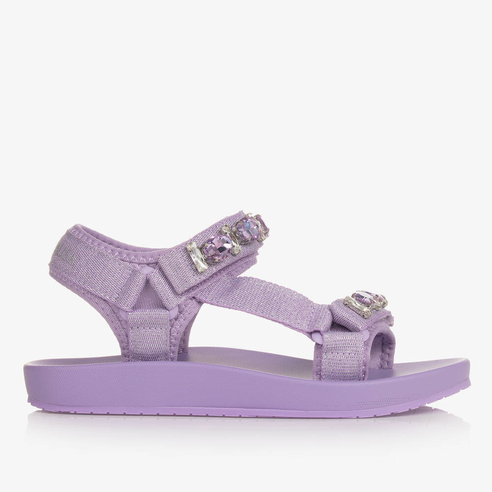 Monnalisa-صندل بشريط لاصق قماش لون أرجواني للمراهقات | Childrensalon Outlet