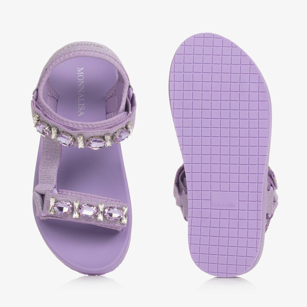 Monnalisa-صندل بشريط لاصق قماش لون أرجواني للمراهقات | Childrensalon Outlet