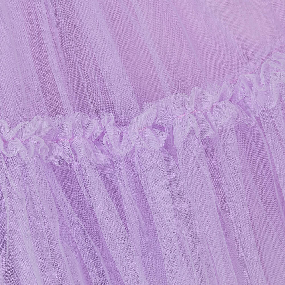 Monnalisa-Teen Girls Purple Tulle Ruffle Dress | Childrensalon Outlet