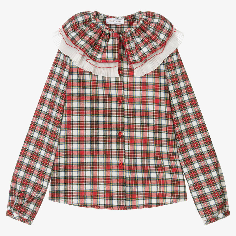 Monnalisa - Teen Girls Red Check Blouse | Childrensalon