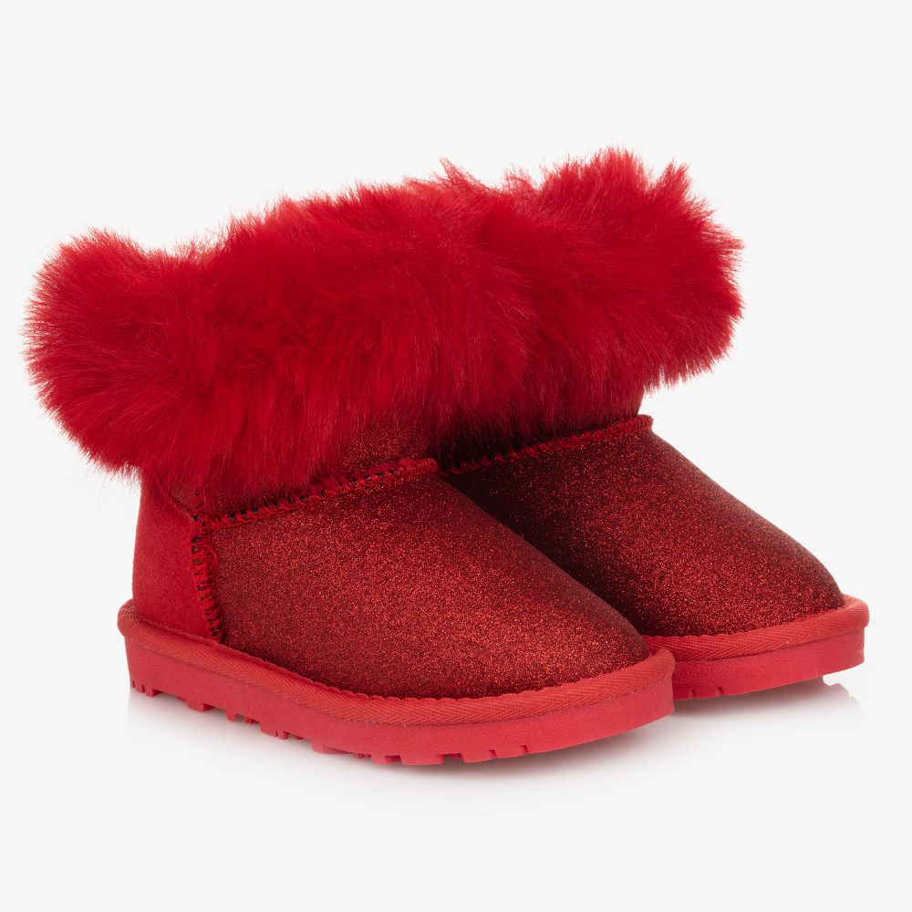 Monnalisa - Teen Girls Red Glitter Boots | Childrensalon