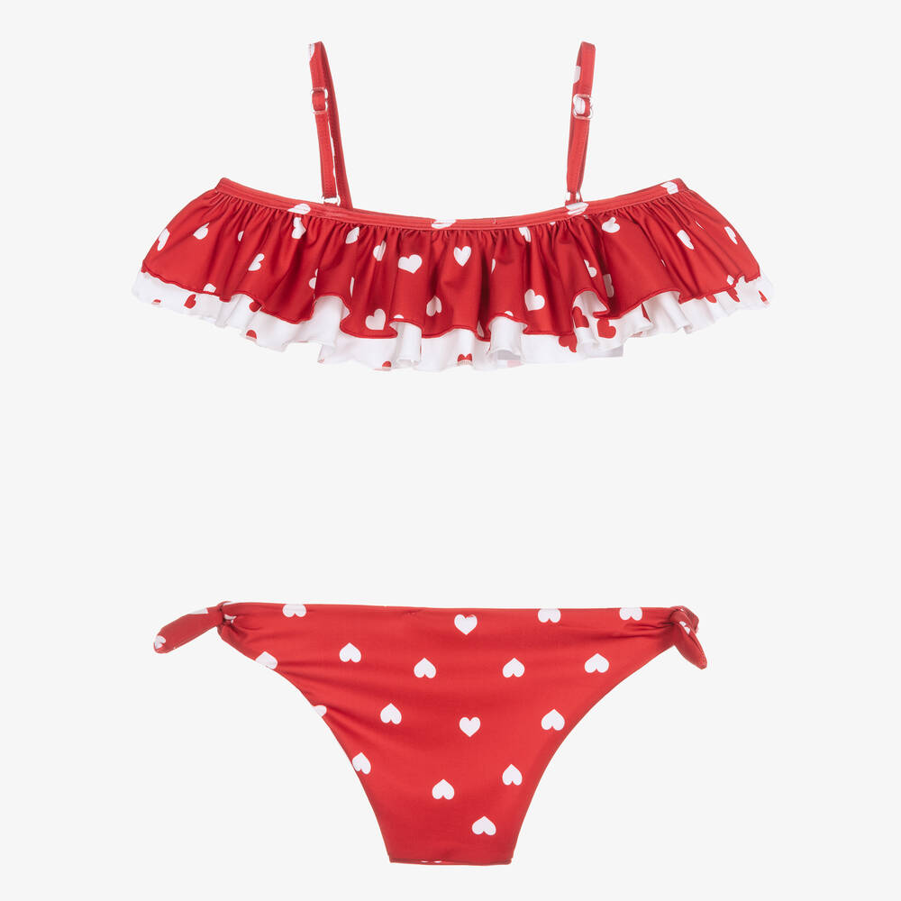 Monnalisa-Teen Girls Red Hearts Bikini | Childrensalon Outlet