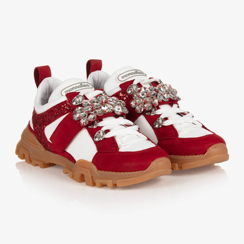 Monnalisa - Rote Teen Sneakers mit Schmucksteinen (M) | Childrensalon