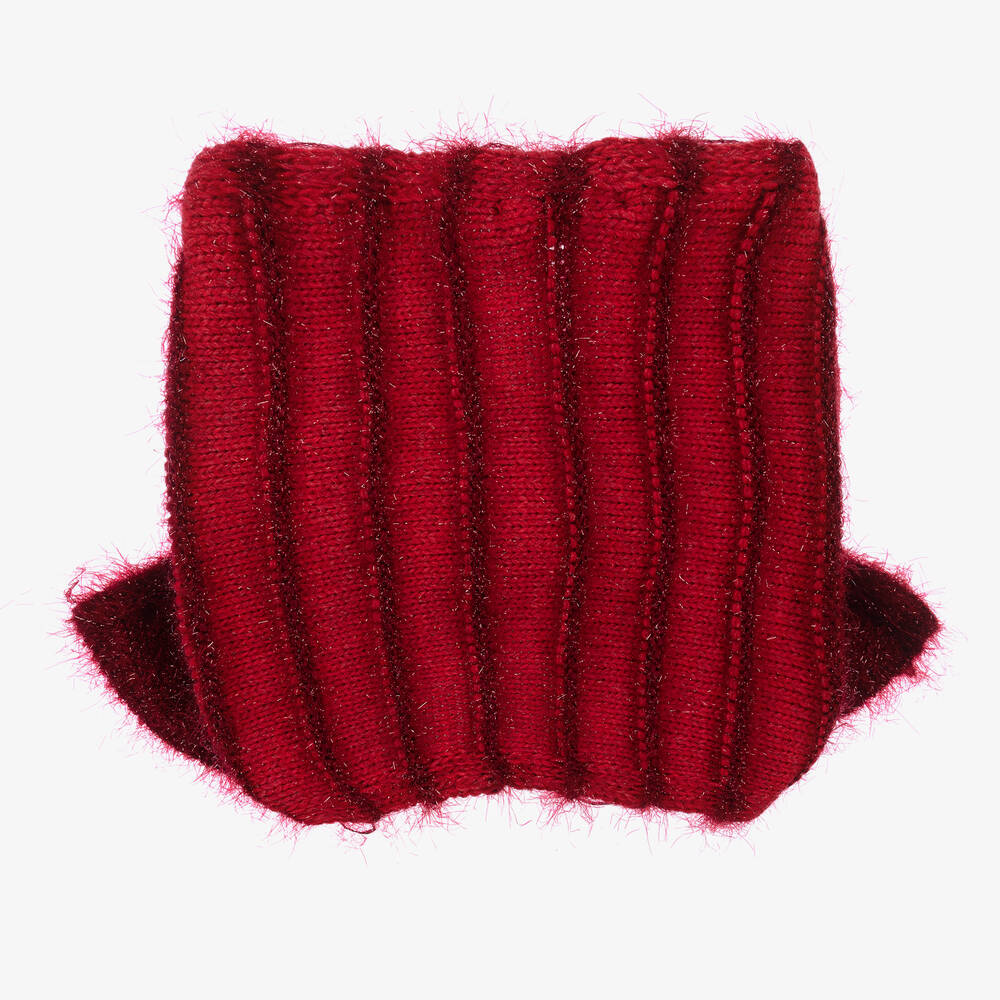 Monnalisa Chic-Teen Girls Red Knitted Bow Snood | Childrensalon Outlet
