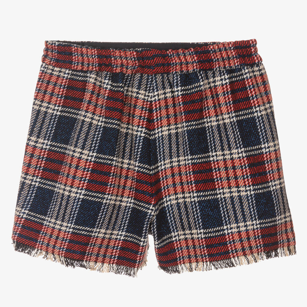 Monnalisa-Красные шорты в шотландскую клетку для девочек-подростков | Childrensalon Outlet