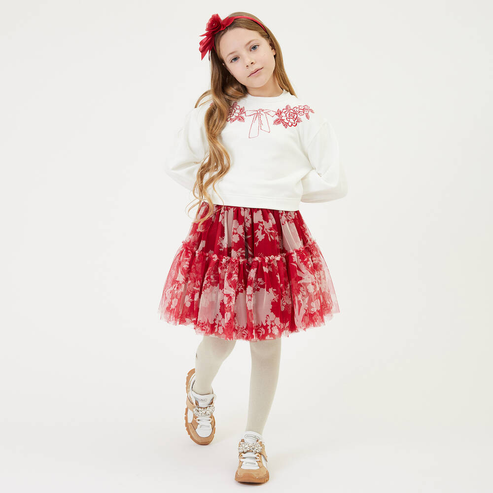 Monnalisa red tulle skirt deals