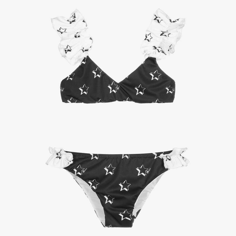 Black bikini with white stars discount