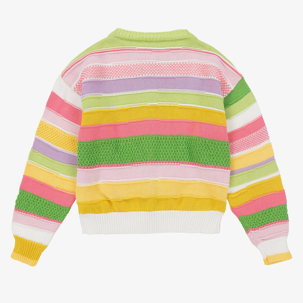 Monnalisa-Teen Girls Striped Cotton Knit Cardigan | Childrensalon Outlet