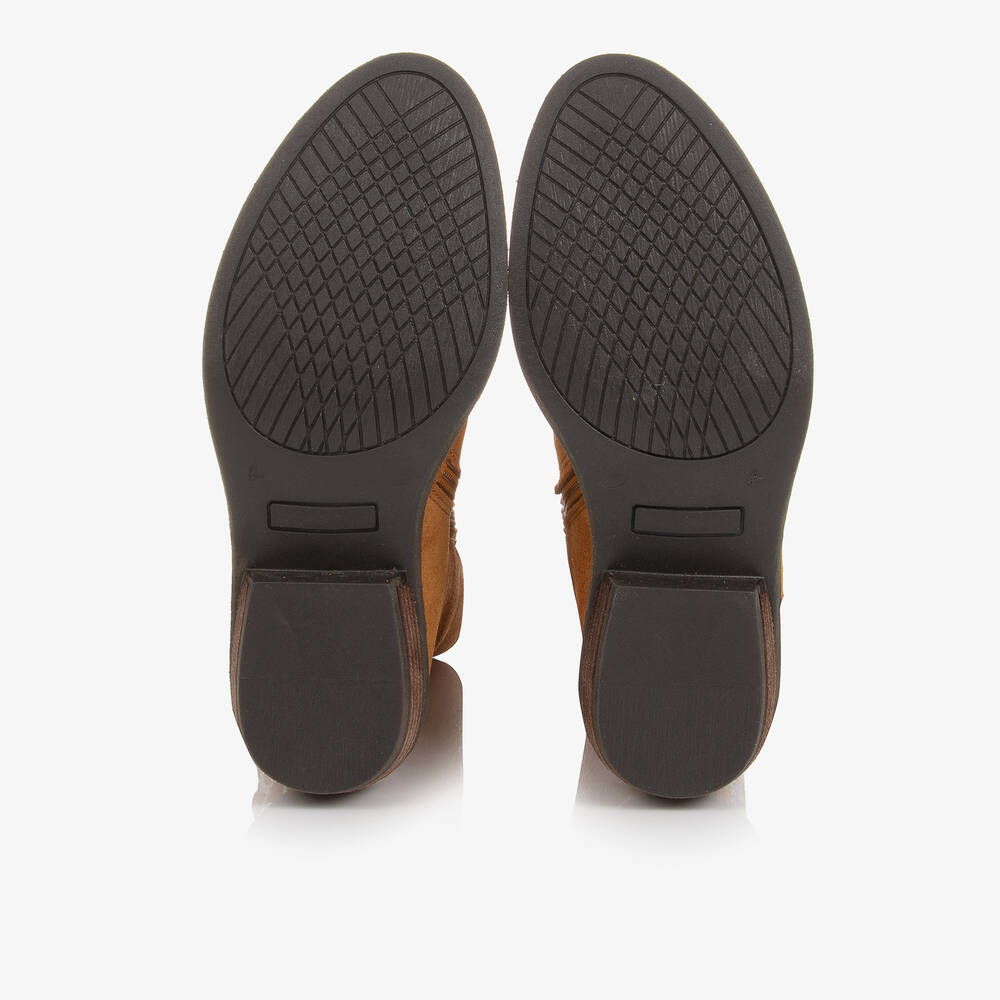 Monnalisa-Teen Girls Tan Brown Suede Leather Boots | Childrensalon Outlet