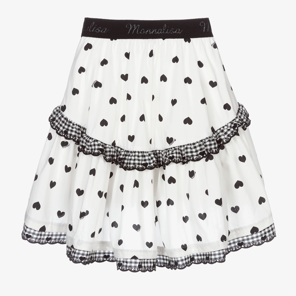 Monnalisa-Бело-черная юбка для девочек-подростков | Childrensalon Outlet