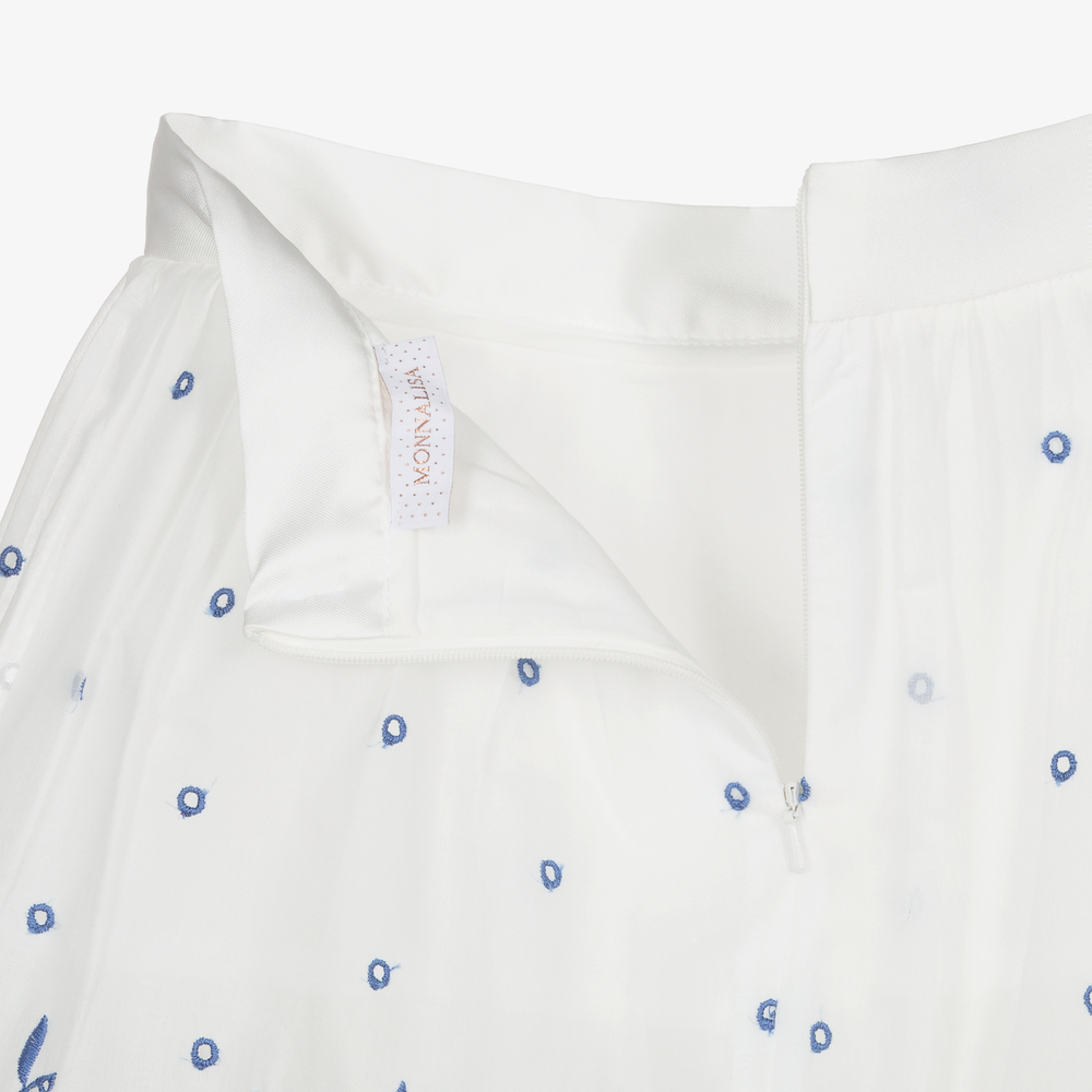Monnalisa Chic-Teen Girls White & Blue Skirt | Childrensalon Outlet