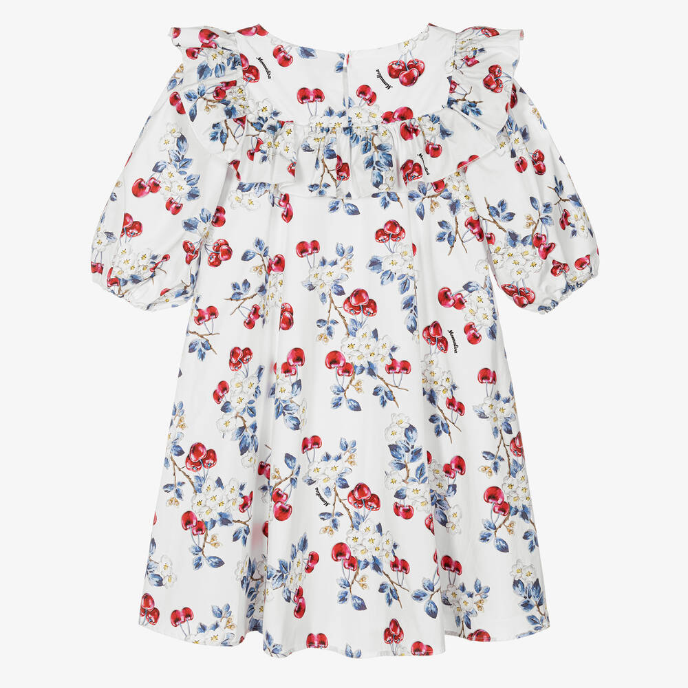 Monnalisa-فستان تينز بناتي قطن بوبلين لون أبيض | Childrensalon Outlet