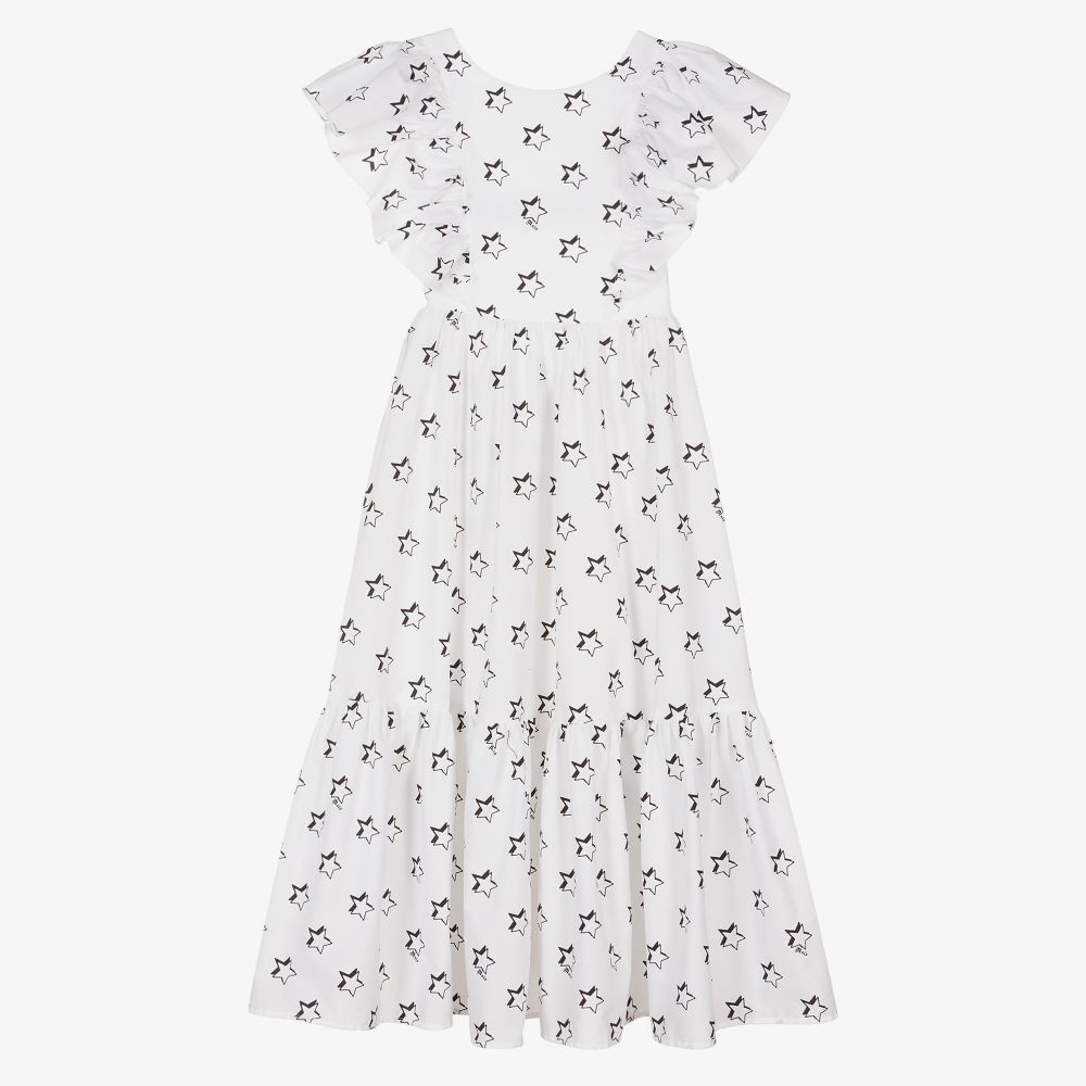 Monnalisa - Teen Girls White Cotton Dress | Childrensalon