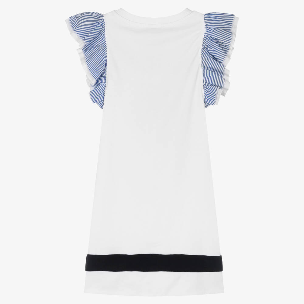 Monnalisa Teen Girls White Cotton Jersey Dress Childrensalon
