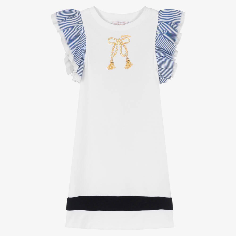 Monnalisa - Robe blanche en jersey de coton ado | Childrensalon