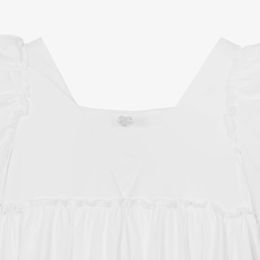 Monnalisa-Teen Girls White Cotton Tiered Dress | Childrensalon Outlet