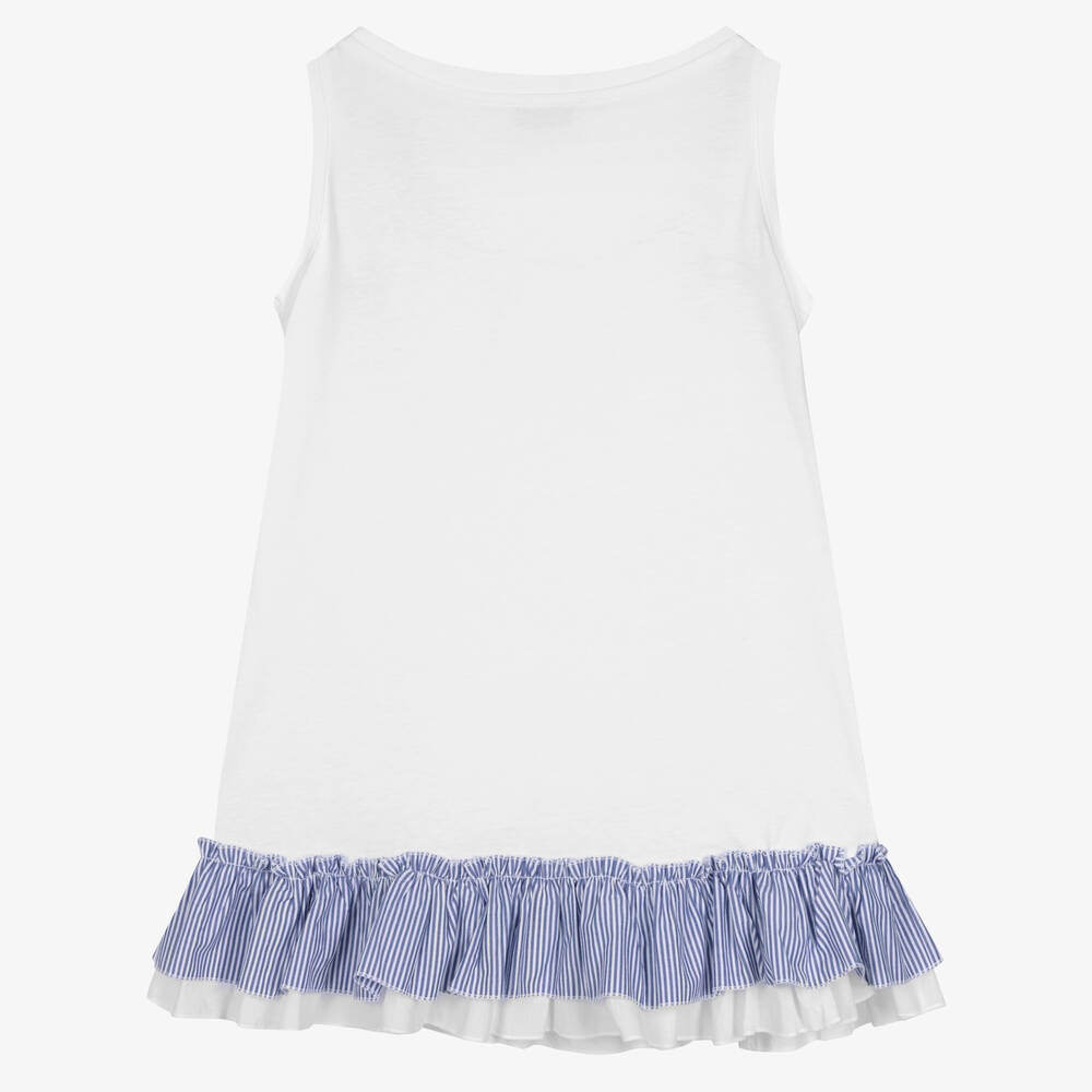 Monnalisa-تيشيرت تينز بناتي قطن مطرز لون أبيض | Childrensalon Outlet