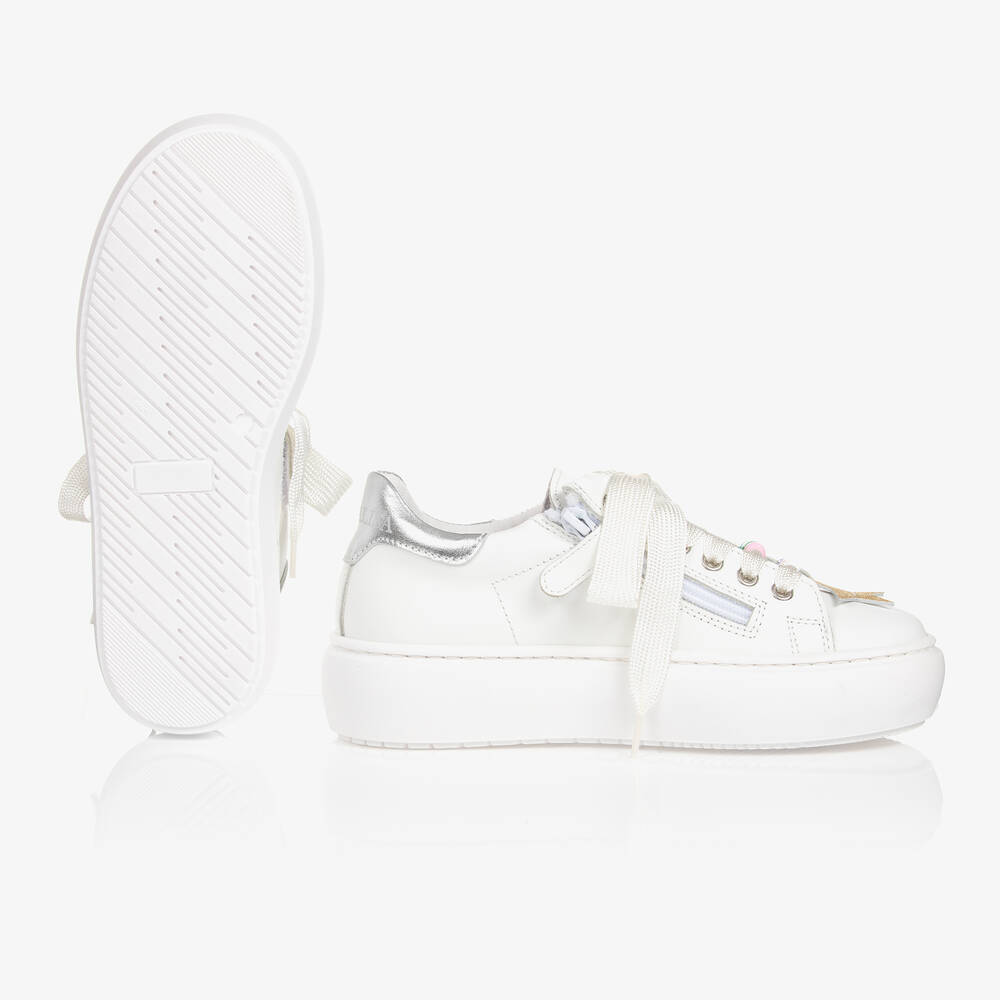 Girls white discount glitter trainers