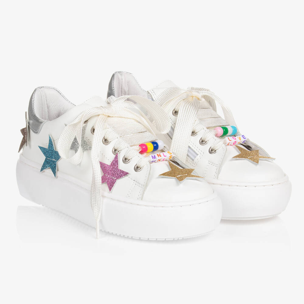 Monnalisa - Weiße Teen Glitzersterne-Sneakers | Childrensalon