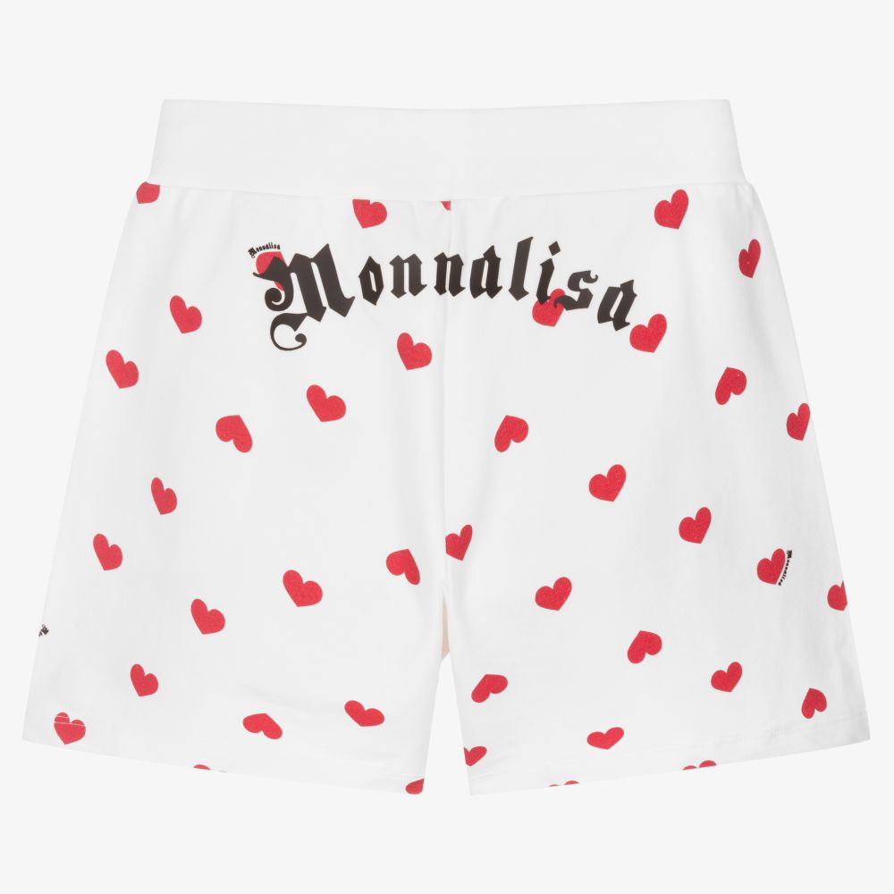 Monnalisa-Белые шорты с сердечками для девочек-подростков | Childrensalon Outlet