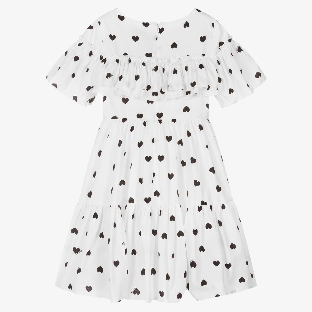Monnalisa-Белое платье с сердечками для девочек-подростков | Childrensalon Outlet