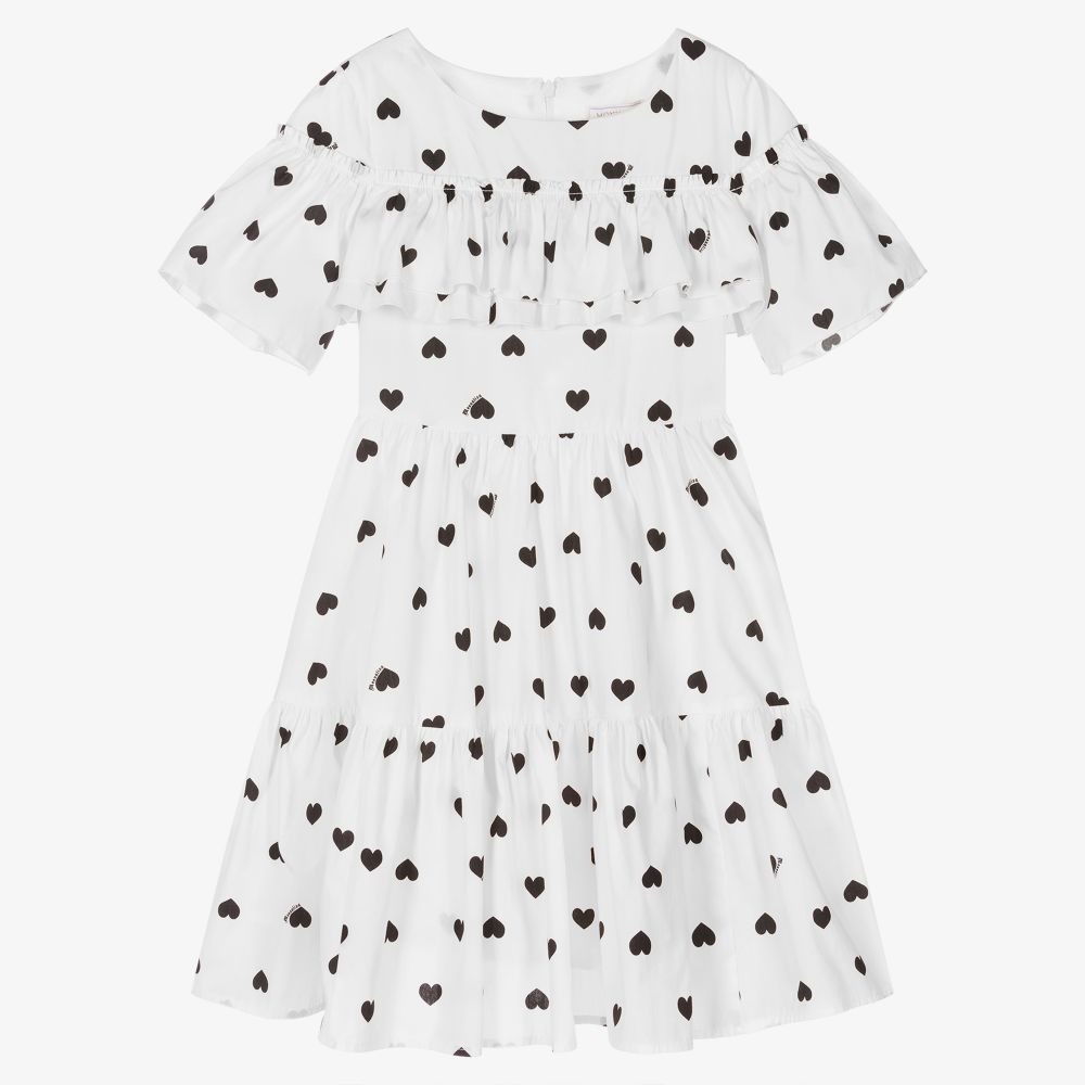 Monnalisa - Teen Girls White Hearts Dress | Childrensalon