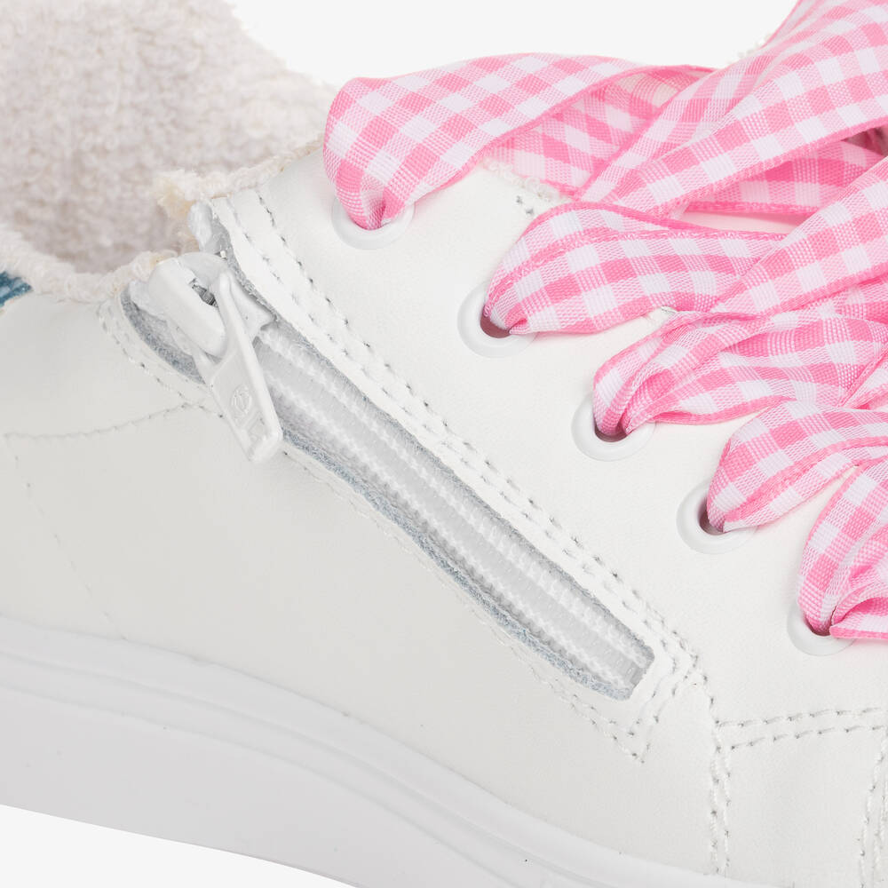 Monnalisa Teen Girls White Leather Barbie Trainers