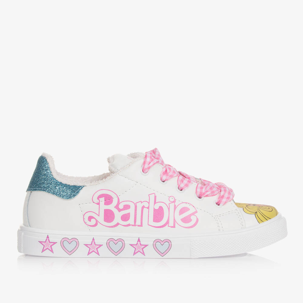 Monnalisa-Teen Girls White Leather Barbie Trainers | Childrensalon Outlet