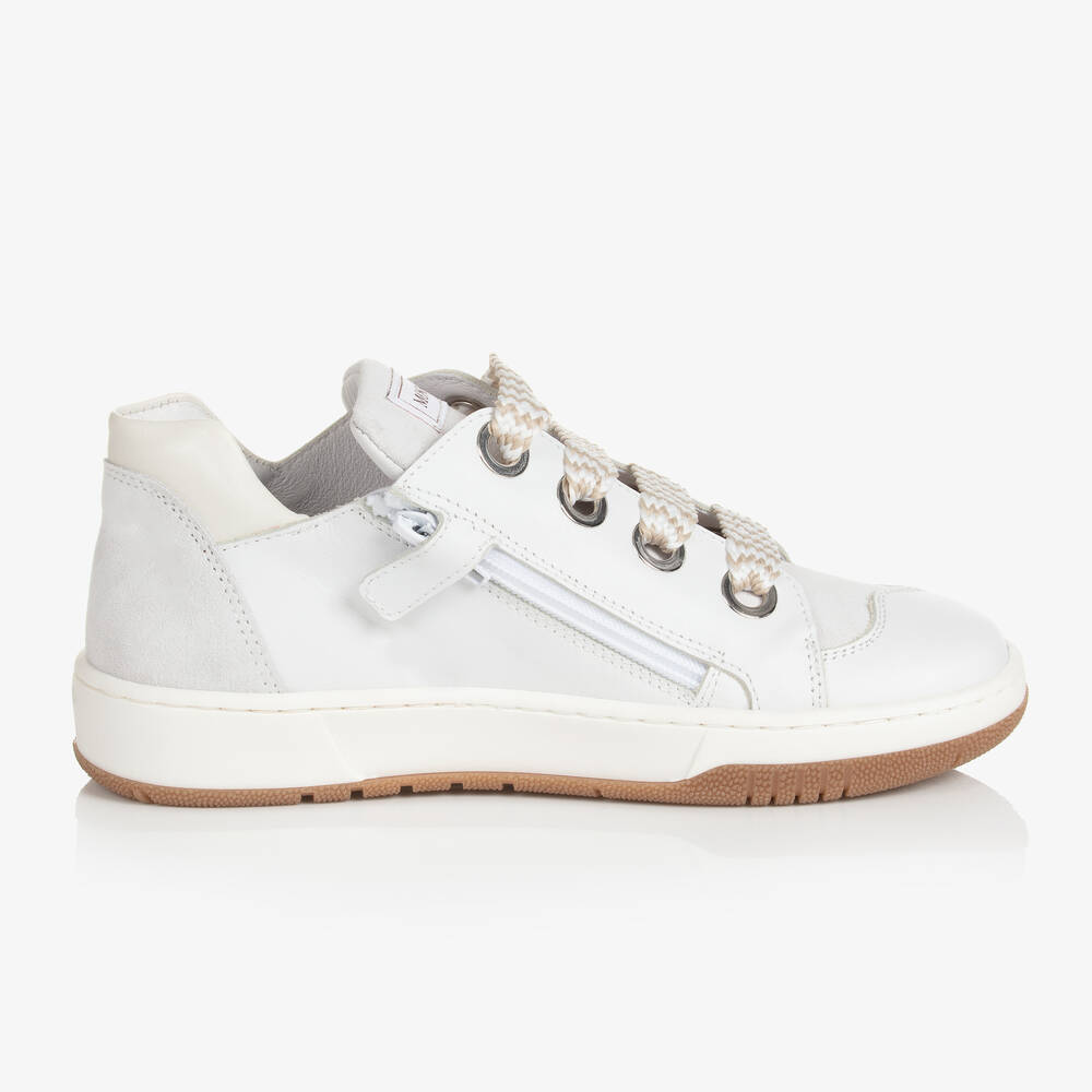Monnalisa-Teen Girls White Leather Trainers | Childrensalon Outlet