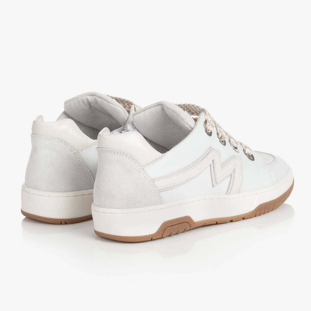 Monnalisa-Teen Girls White Leather Trainers | Childrensalon Outlet