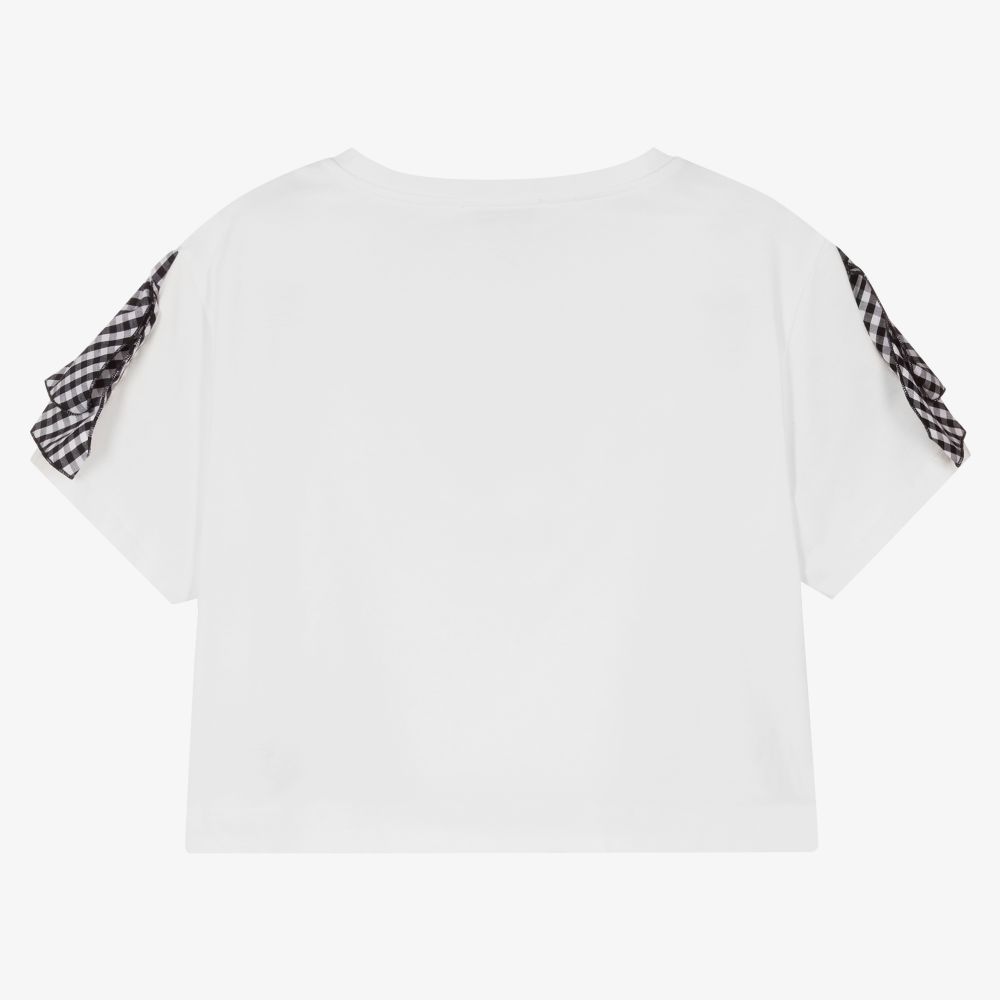 Monnalisa-Teen Girls White Logo T-Shirt | Childrensalon Outlet