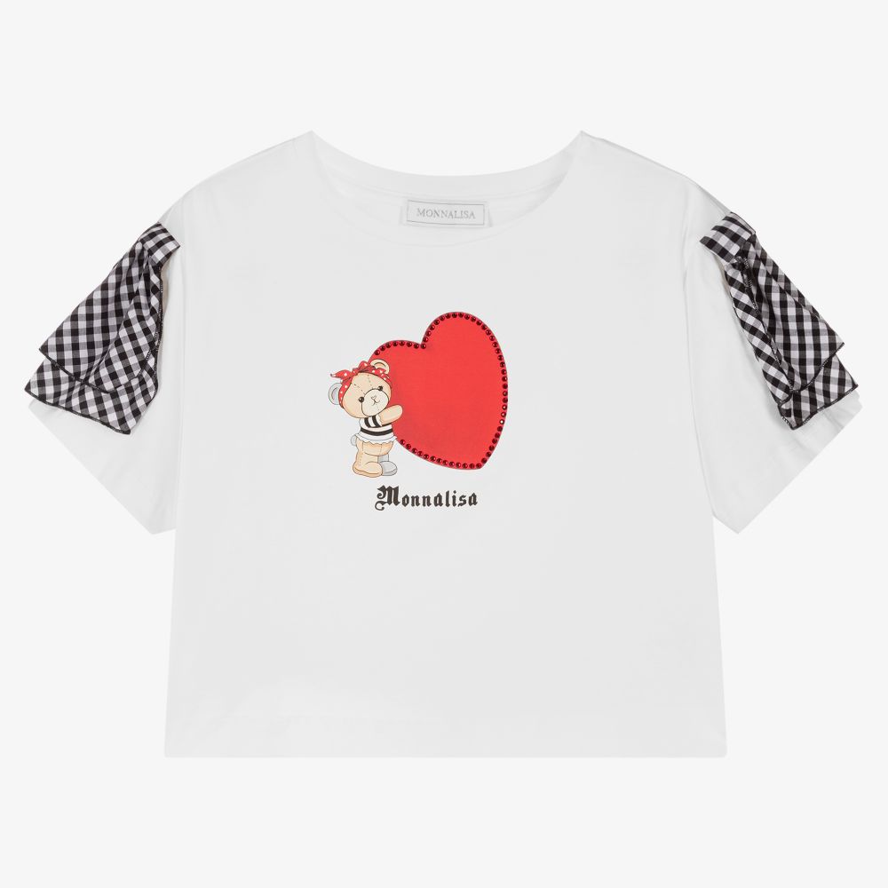 Monnalisa - Teen Girls White Logo T-Shirt | Childrensalon