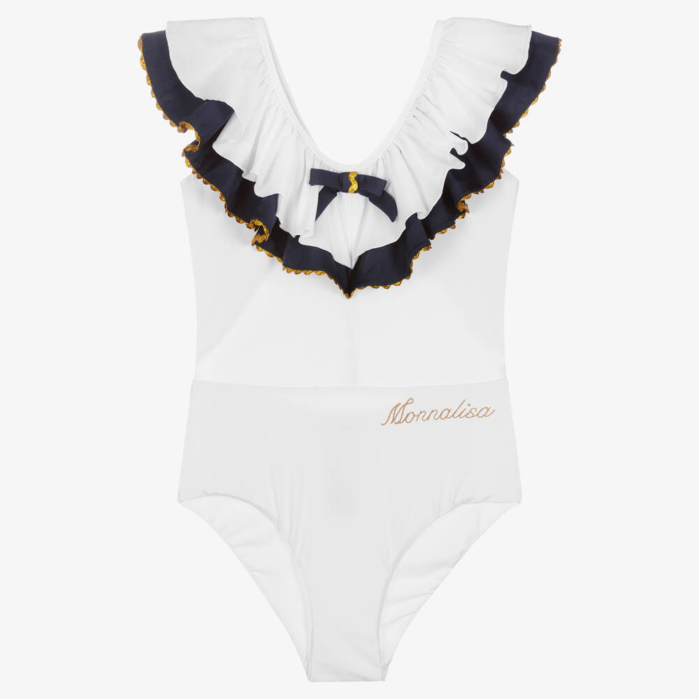 Monnalisa - Maillot de bain blanc à dos ouvert | Childrensalon