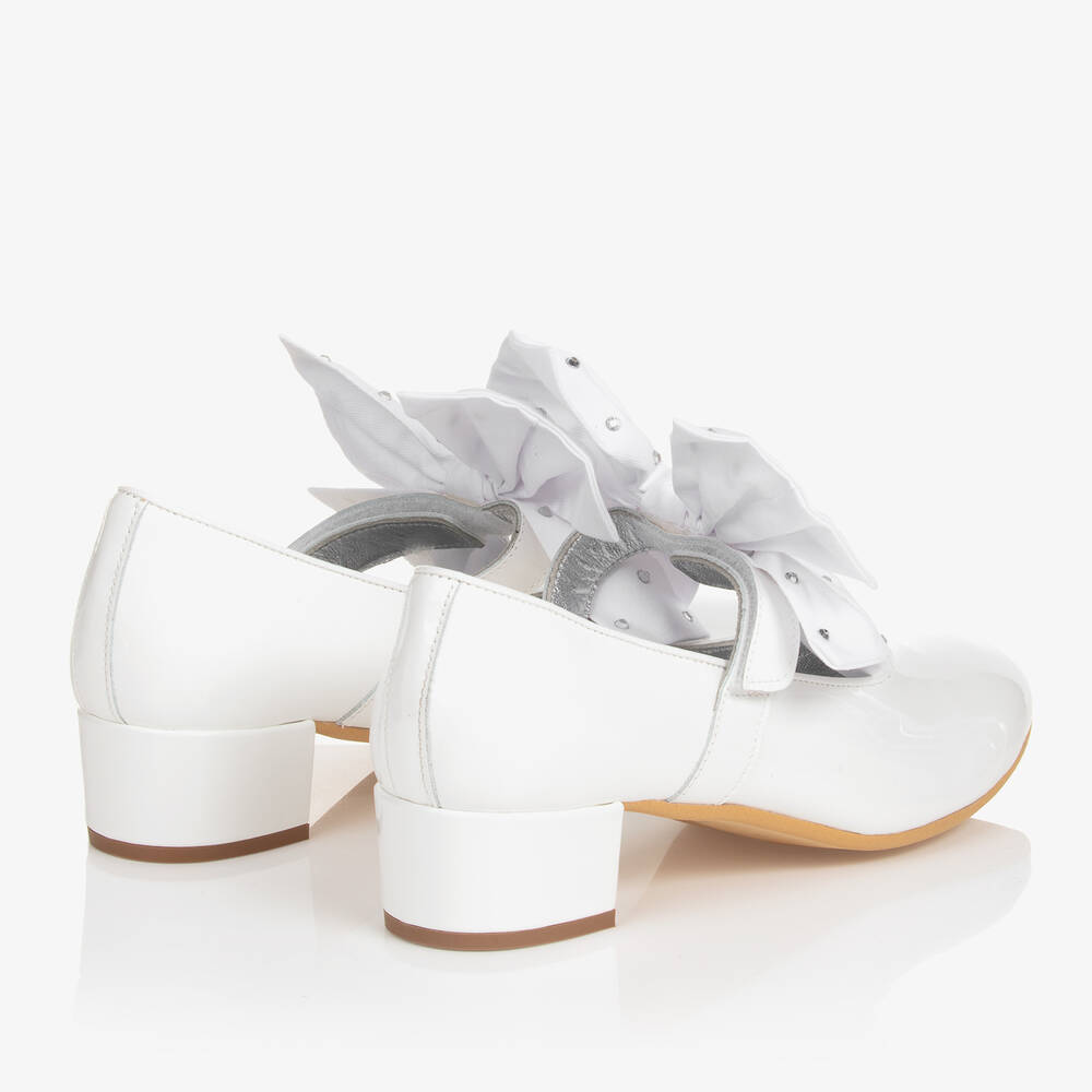 Monnalisa-Teen Girls White Patent Leather Heeled Shoes | Childrensalon Outlet